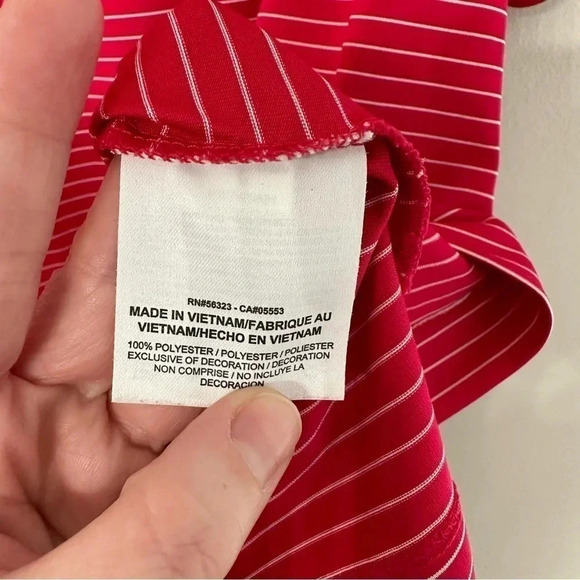 Nike Golf Tour Performance Dri Fit Pink and White Striped Shout Sleeve Polo Sz M - Picture 5 of 7